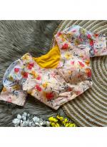 Pure Cotton Yellow Casual Wear Digital Printed Blouse